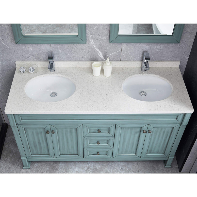 Lavabo de salle de bain ovale blanc encastré avec trop-plein