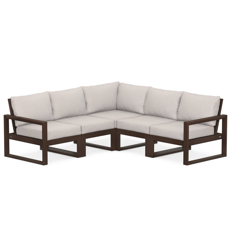 EDGE 5 - Person Seating Group with Cushions, Mahogany, Dune Burlap