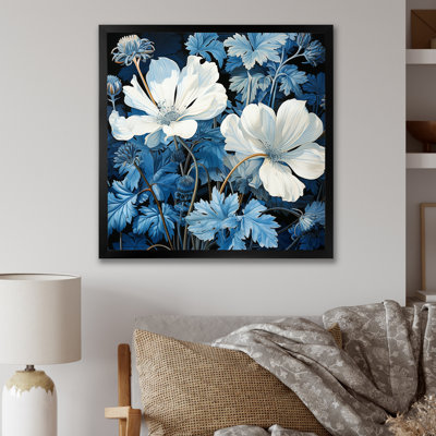 " Minimalism Blue And White Geraniums Flowers I "