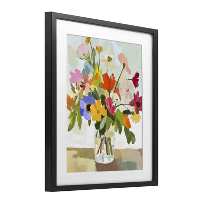 «Cheerful Summer Garden Blooms», reproduction encadrée sous verre, conception de Riley B