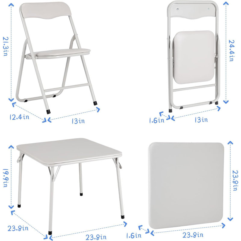 Ensemble table et chaise pliantes pour enfants, mobilier portatif à structure métallique pour enfants, Beige