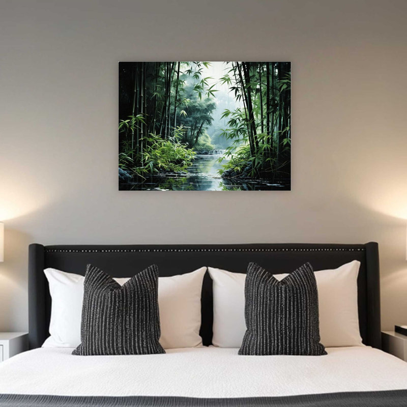 «Green Bamboo Forest», art mural moderne sur toile de qualité supérieure, 24 x 32 po