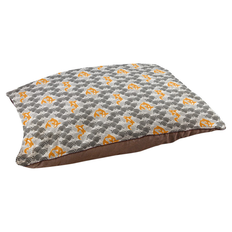 Coussin d’ondulations koi fish Byrge, Très grand (l 52 po x P 17 po x H 42 po), Gris / Jaune