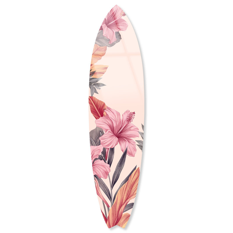 «Pastel Garden Surfboard Acrylique Coastal Wall Art» par Notoriart
