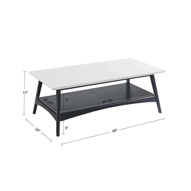 Table basse Parker avec tablette de rangement, Noir