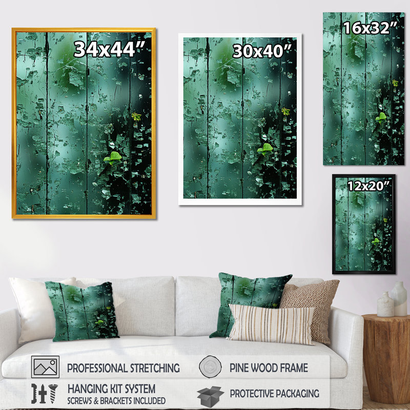 «Abstract Jungle Gardens Window View - Jungle», art mural, Cadre photo doré simple, H 20 po x l 12 po x P 1 po