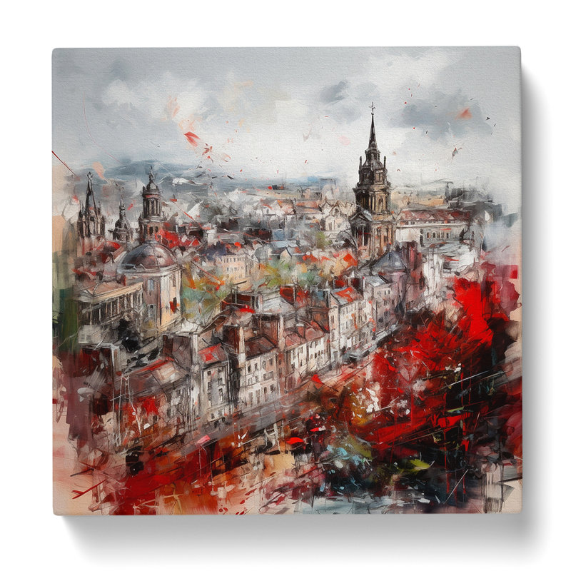City Of Edinburgh Gestural No.2 - Wrapped Canvas - Framed Print, 50cm H x 50cm W x 3cm D