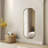 Modern Scalloped Corner Rectangle Bathroom Vanity Mirror | Stainless Steel Frame-451918187-465103874