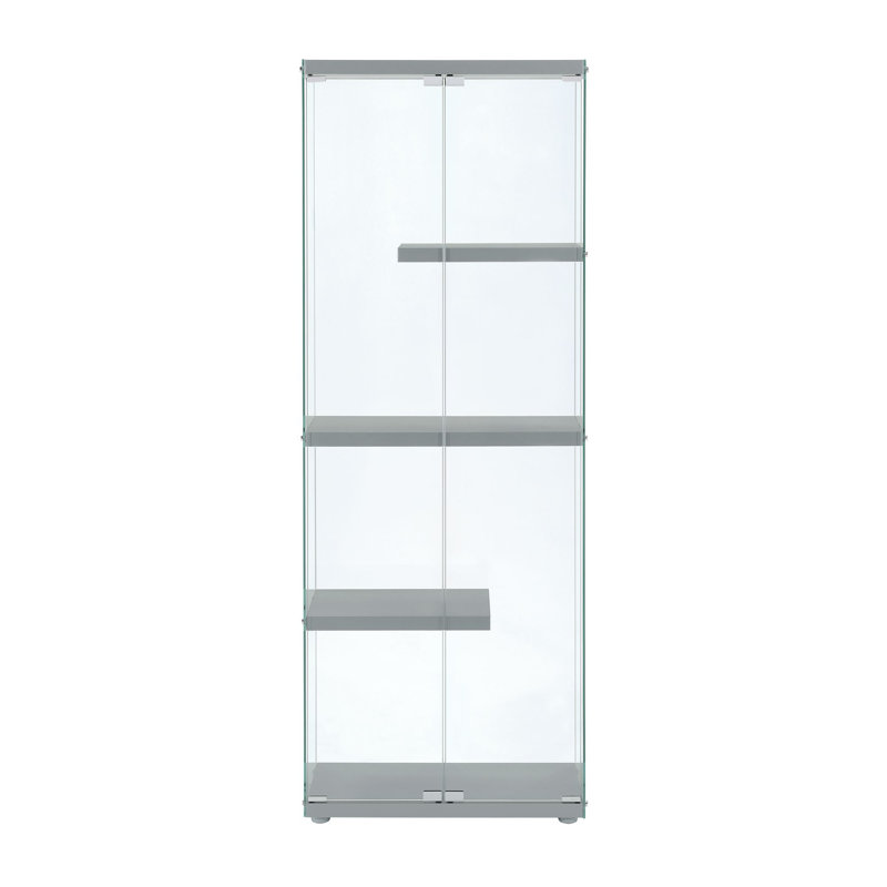 Maxwell Black Glass Lighted Display Cabinet with Magnetic Doors