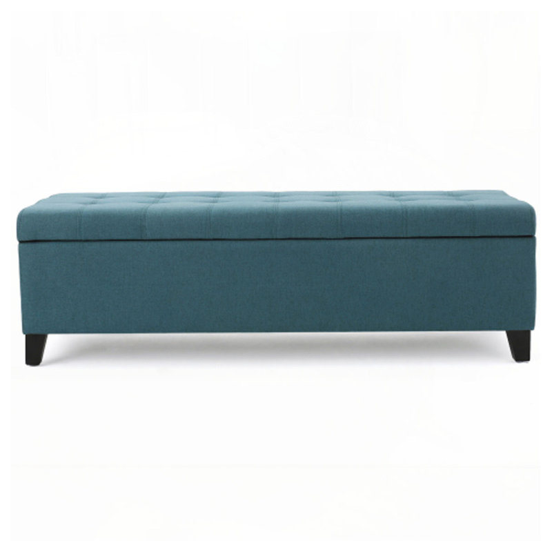 Tufted Fabric Flip Top Storage Bench, Teal
