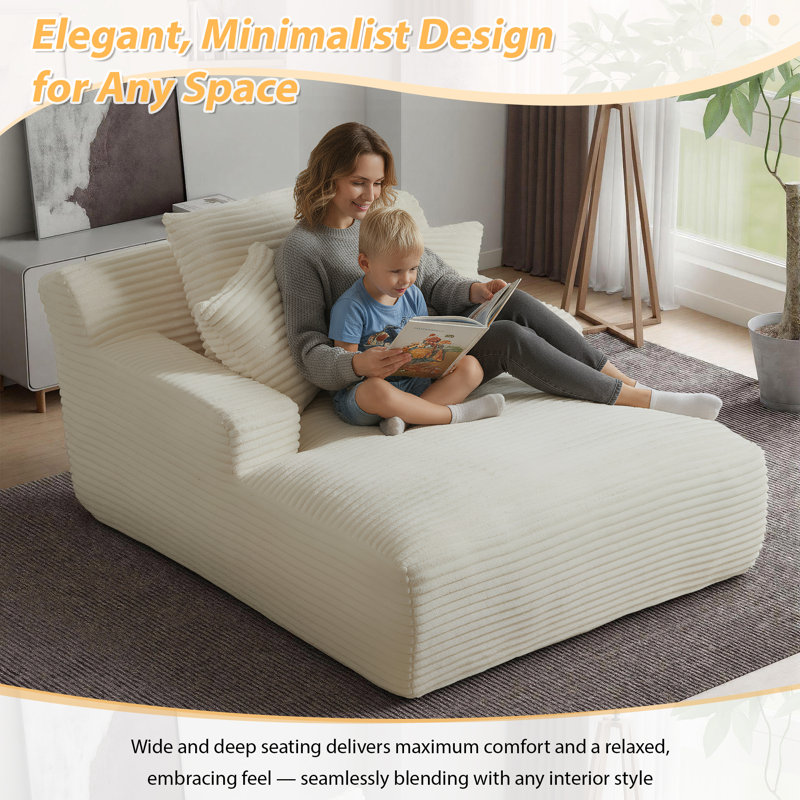 Latitude Run® No Assembly Required 50'' Corduroy Indoor Chaise Lounge Chair Upholstered Modern Glauser Oversized Compression Sleeper Sofa In A Box