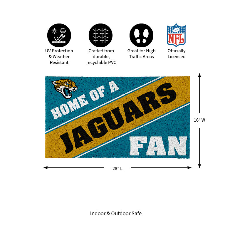 NFL Home of a Fan Team Color Outdoor Doormat, Jacksonville Jaguars