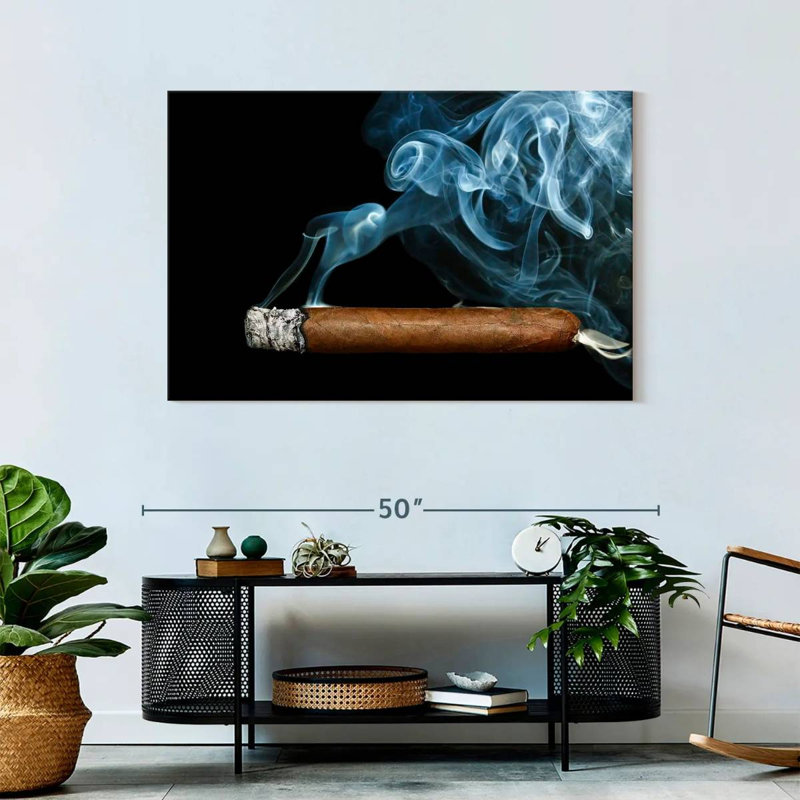 Senne Cigar With Smoke, 30" H x 45" W
