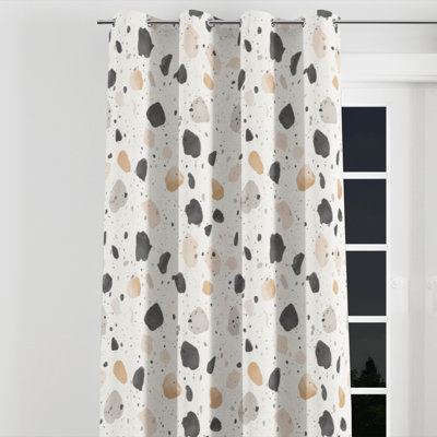 Rideaux modernes pour chambre à coucher - Rideau à œillets noir minimaliste en forme de pierre - 1 panneau