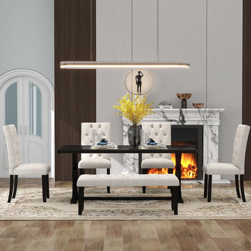 Aaronjit Trestle Dining Set, Espresso
