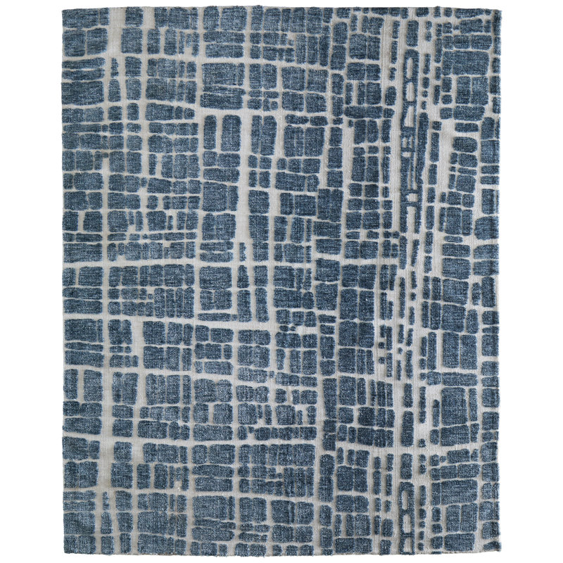 Gunderson Modern Abstract Blue Area Rug, Rectangle 2' x 3'