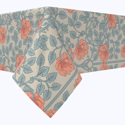 Rectangular Tablecloth, 100% Cotton, Floral 77