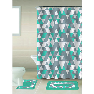 BT674-16PC F30 TURQUOISE 16PC PRINTED BATH SET