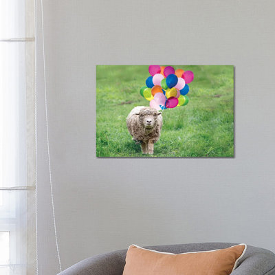 Babydoll Sheep Party Balloons by Karen Burke - Wrapped Canvas Gallery-Wrapped Canvas Giclée