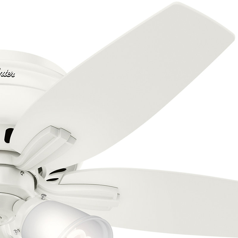 Newsome 42" 5 - Blade Traditional Indoor Flush Mount Ceiling Fan with Lights and Pull Chains, Fresh White