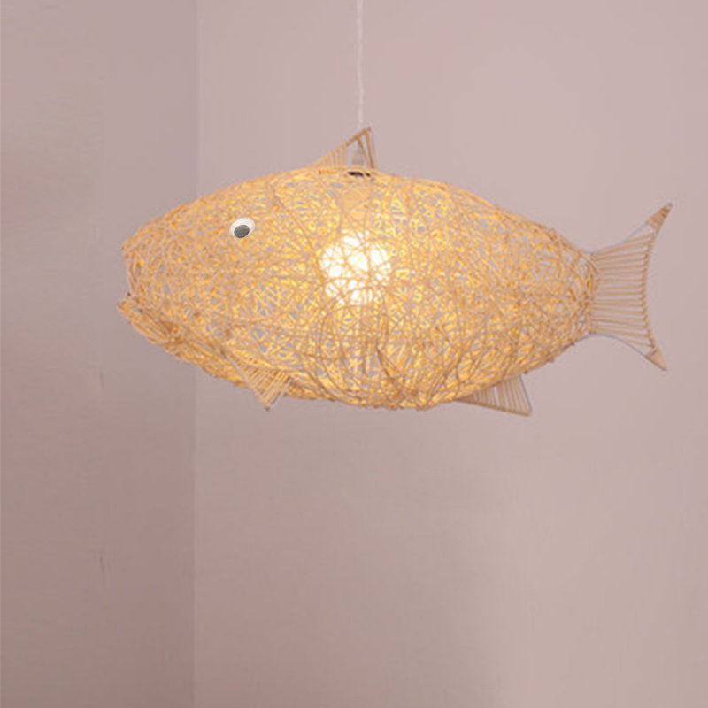 Mayzie 1 - Light Rattan Fish-shaped Ceiling Light