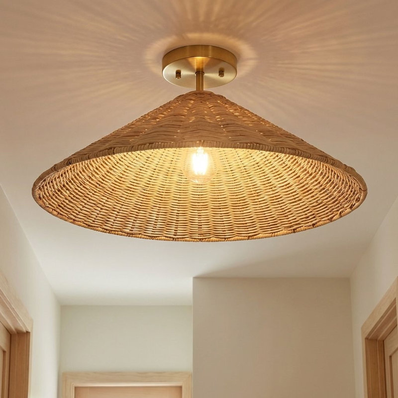 Plafonnier 1 lumière Lilliana en laiton naturel, Laiton naturel