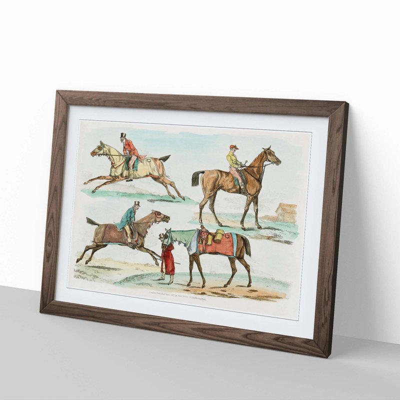 Horse Riding by Henry Alken - Framed Print, Walnut Framed, 48cm H x 65cm W x 2cm D