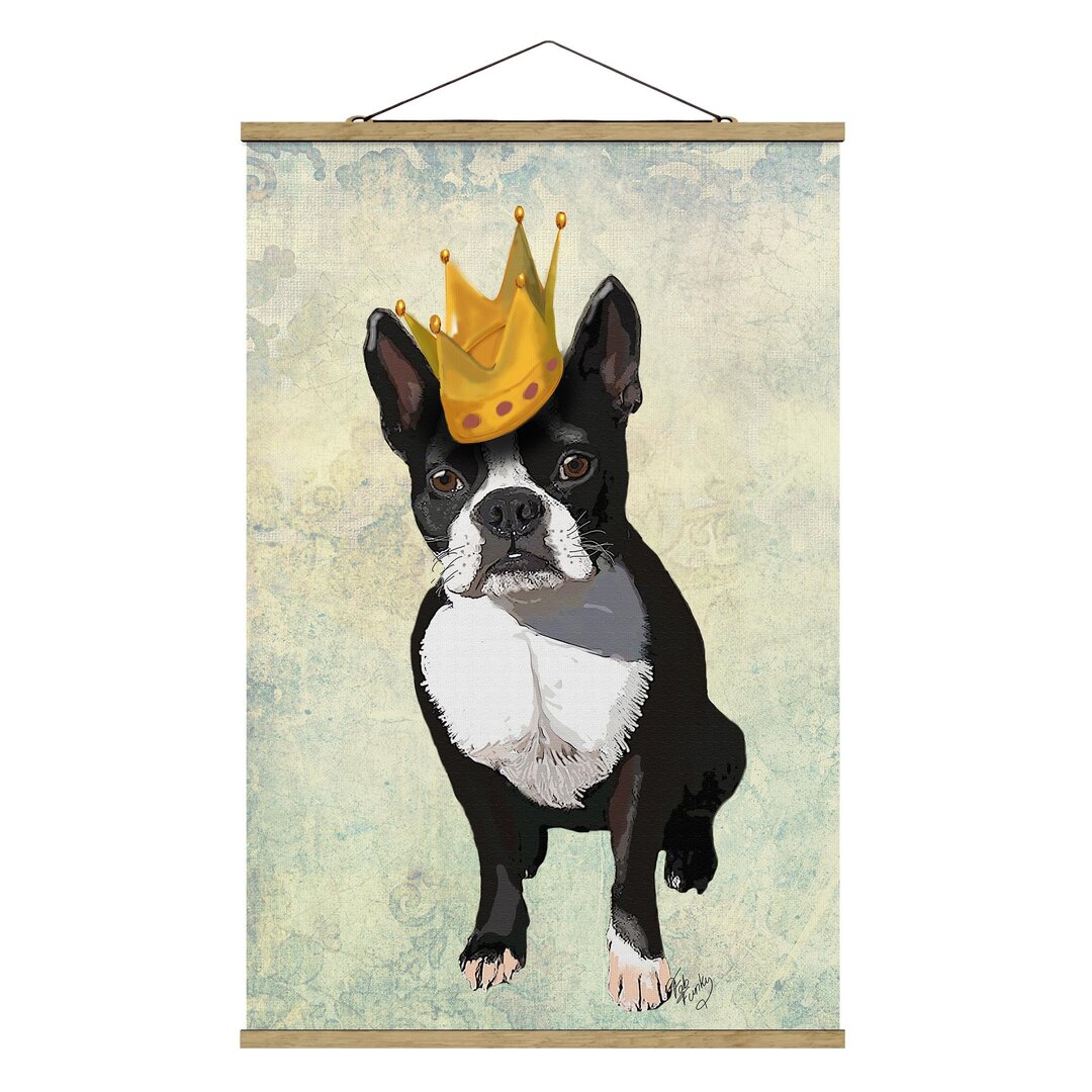 Stoffbild mit Posterstreifen - Tierportrait - Terrier King - Hochformat 3:2