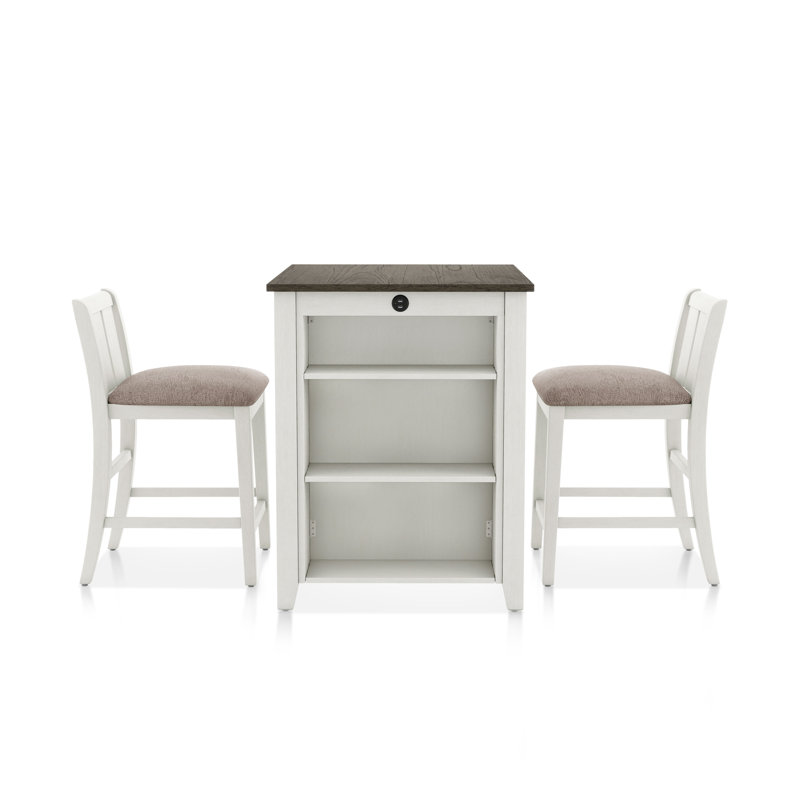 Ensemble de table de salle à manger 3 pièces à hauteur de comptoir Fiorangelo, Blanc