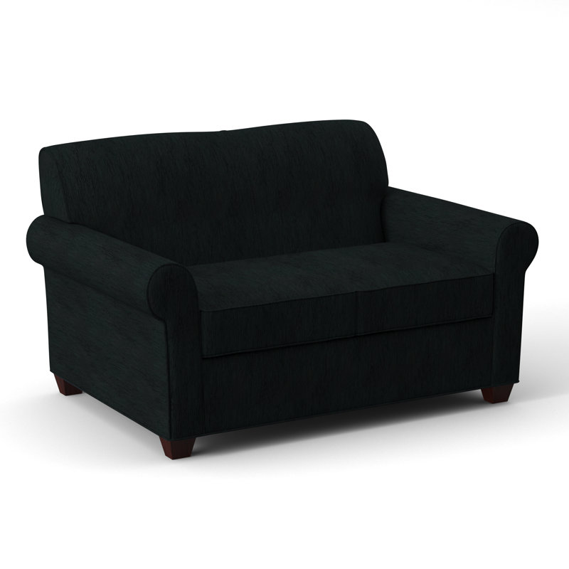 Finn 59" Rolled Arm Loveseat, Cardigan Coal, Empire Mahogany