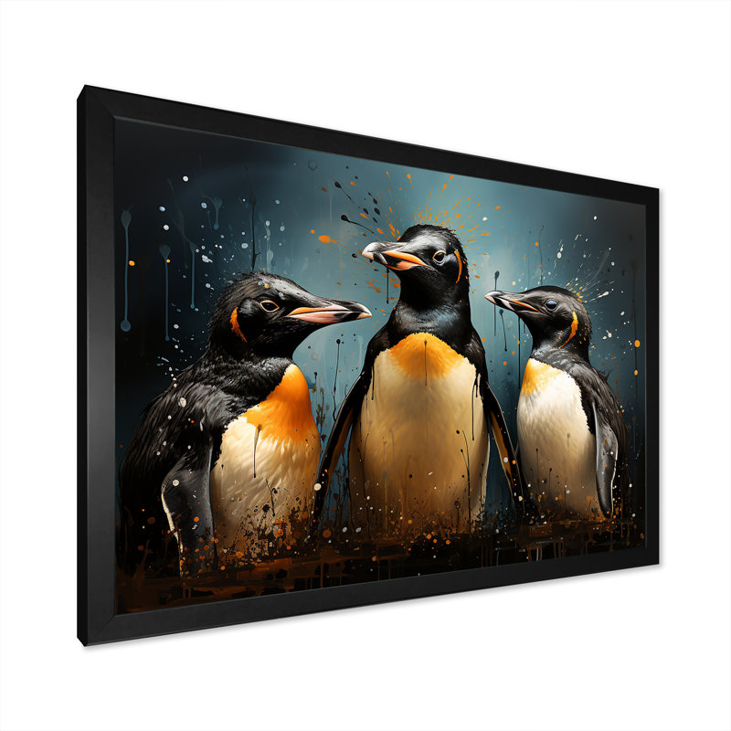 Cheng and Chic Penguins, H 30 po x l 40 po x P 1,5 po, Cadre photo noir simple