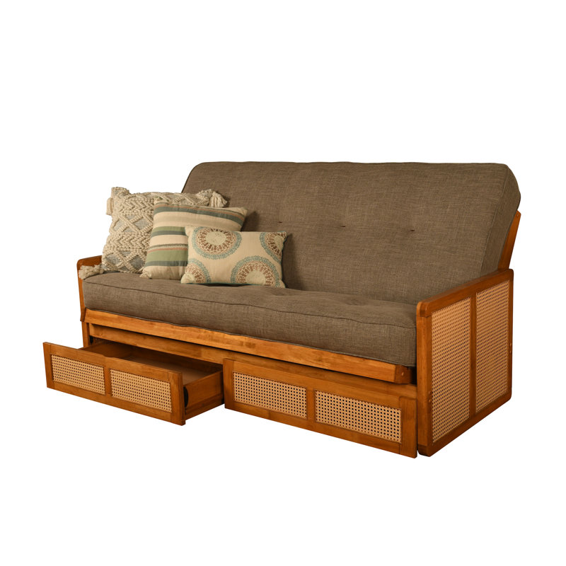 Futon double avec rangement Bridyn avec matelas, Pierre de lin Bridyn