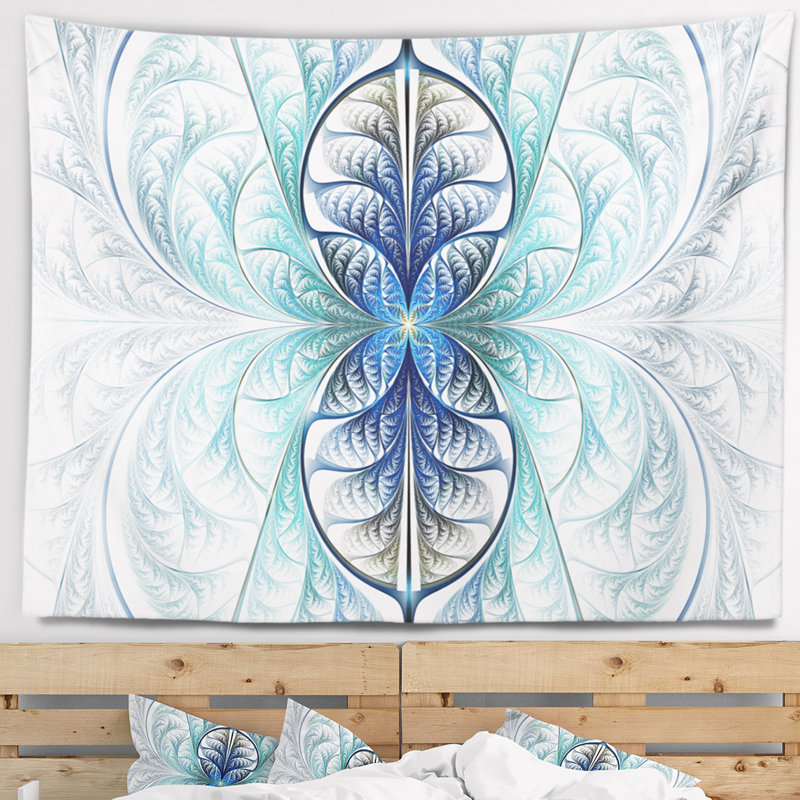 Tapisserie de texture abstraite en verre coloré bleu ciel, H 78 po x l 92 po