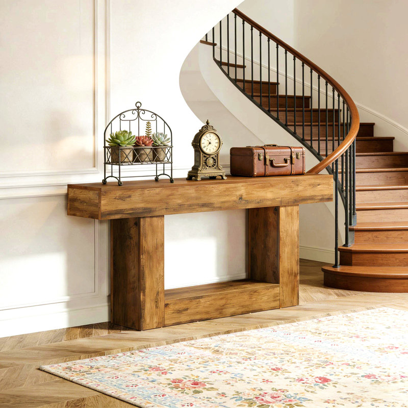 2-Tier Hall Table,Sofa Table,Console Table, Rustic Brown