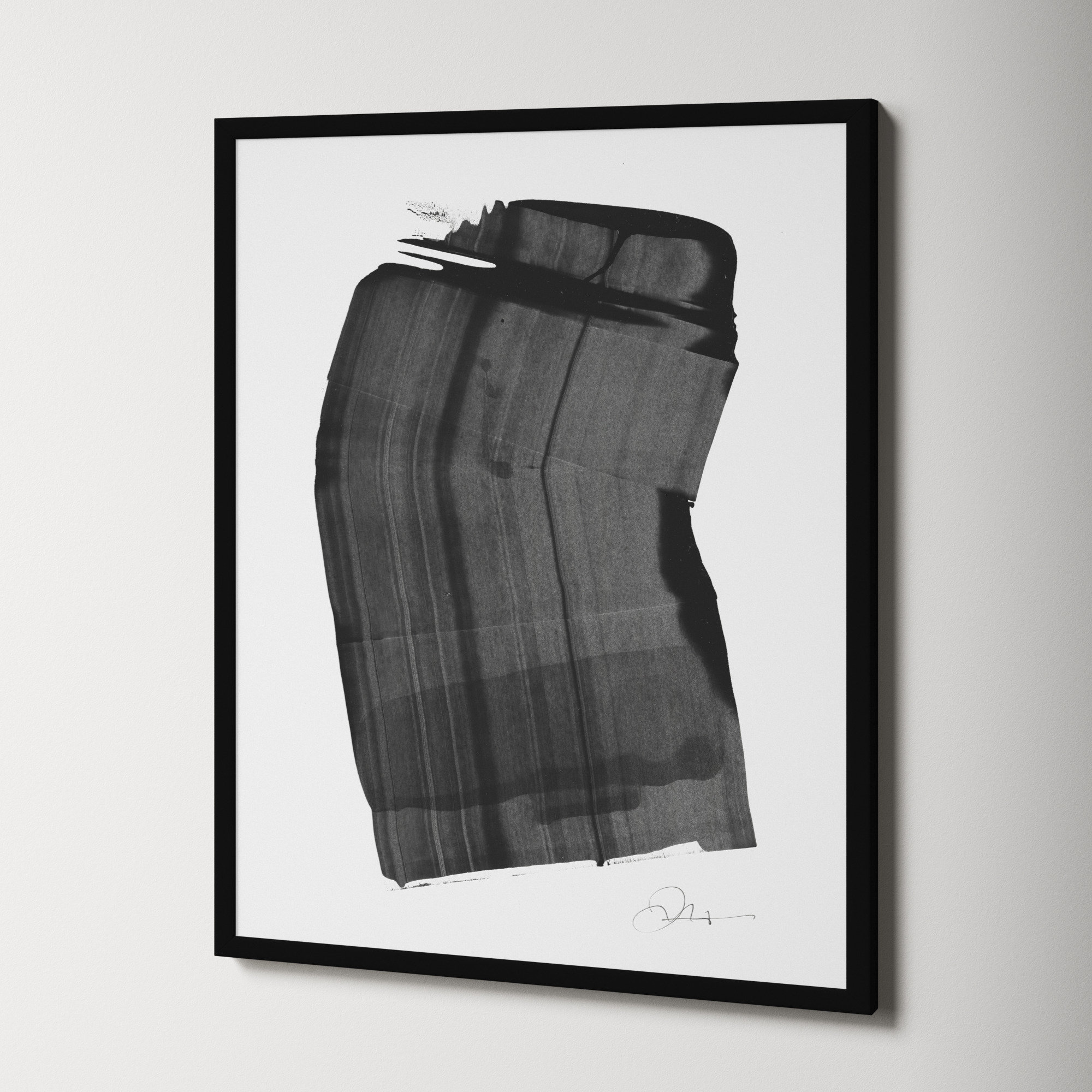 Brushstroke 1 by Jacques Pilon, 38" H x 30" W x 1.25" D, Black