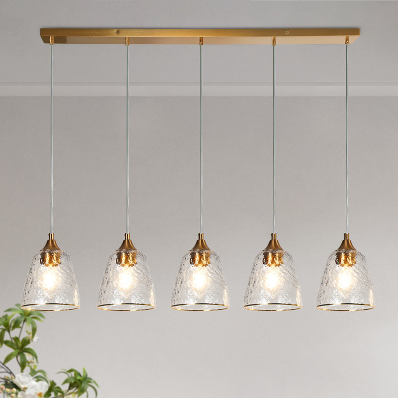  Luminaire suspendu pour îlot de cuisine en verre texturé à 5 lumières l 45,2 po Amedeo certifié ETL
