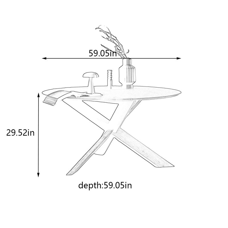 Table de salle à manger Vintage, H 29,52 po x L 59,05 po x l 59,05 po