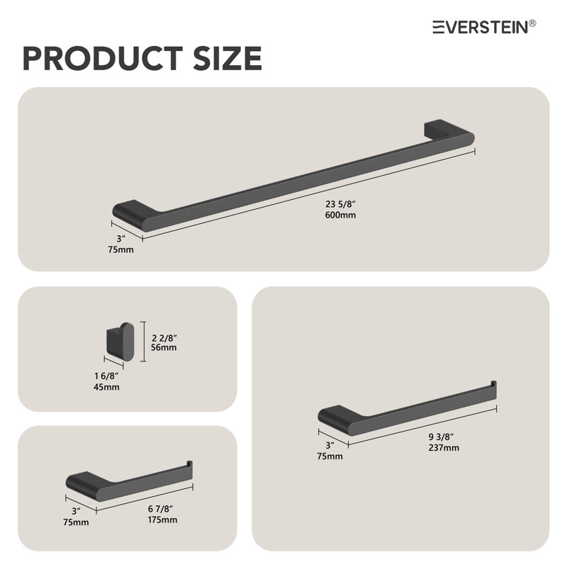 4 - Piece Bathroom Hardware Set, Matte Black