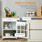 27" Rolling Kitchen Island Cart With Drawer And Glass Door Cabinet, Kitchen Trolley With Adjustable Shelf And Towel Rack