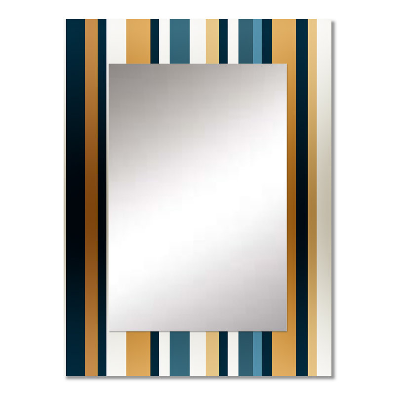 Élégant motif rayé doré et blanc - miroir mural unique rayé, rayé, miroir abstrait, impression d'art en métal, 32 po x 24 po
