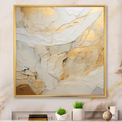 Art sur toile, formes abstraites de glacier beige et doré II