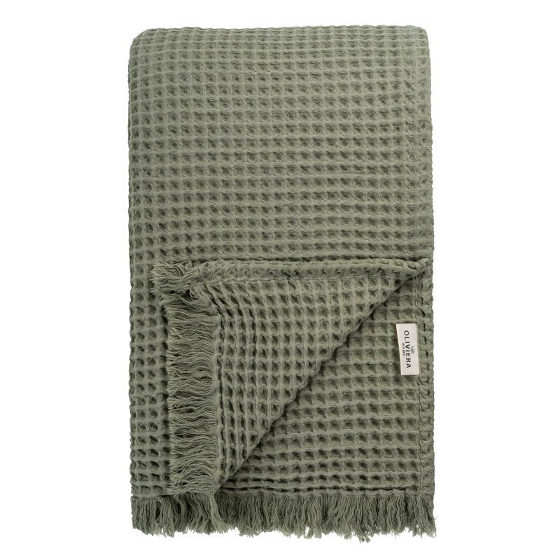 Couverture en coton gaufré Waffle, Sage Green - King