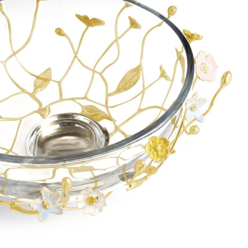 Wildflowers Handmade Decorative Bowl, 5.5" H x 12.75" W x 12.75" D