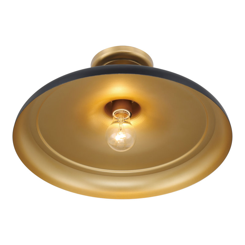 1 LIGHT SEMI FLUSH, Brass/Black