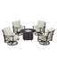 Ensemble de table de foyer en aluminium noir avec quatre fauteuils club