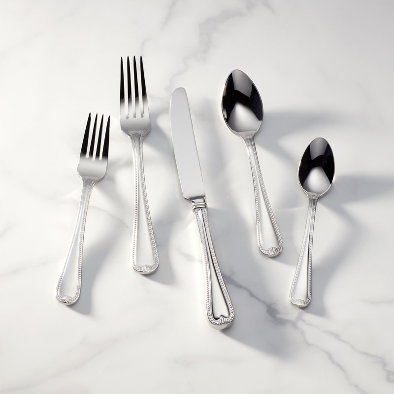 Vintage Jewel 5 Piece 18/10 Stainless Steel Flatware Set, Service for 1, Mirror Polished