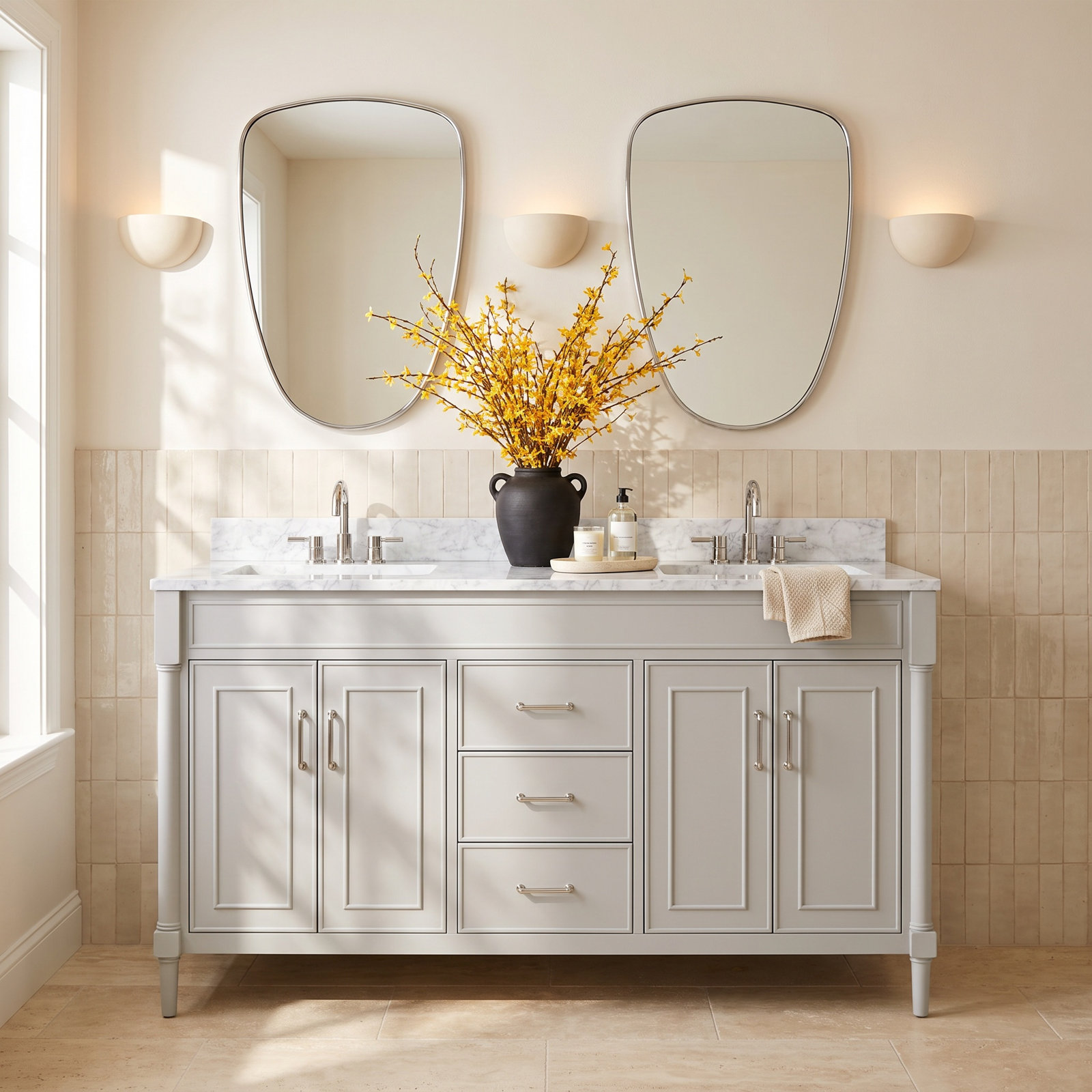 Addison 61'' Double Bathroom Vanity, Light Gray