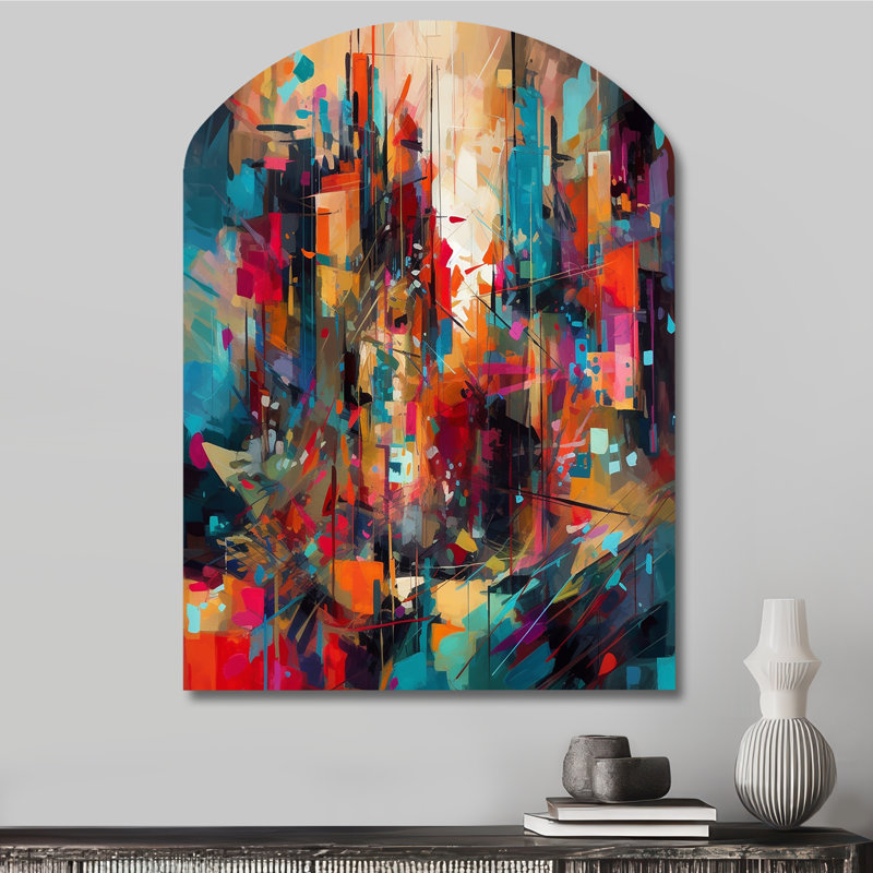 Cheuk - impression d'arche géométrique sur métal, décoration murale asymétrique moderne en métal, H 34 po x l 25 po