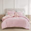 Ensemble d'édredon 4 pièces en chenille capitonnée réversible à motif floral / grand avec coussin décoratif rose, 4 pièces