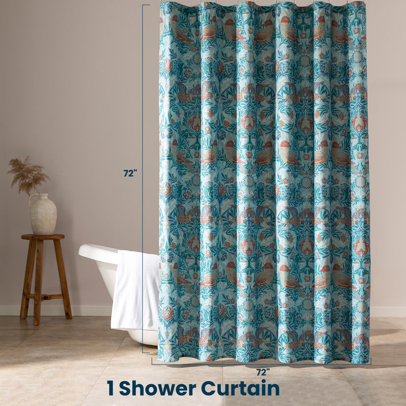  Rideau de douche en tissu jacquard (ensemble de 2), H 72 po x l 72 po, Blue Garden